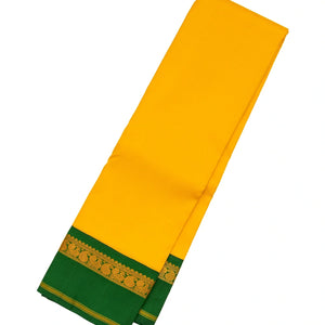 Yellow Handloom Kanchipuram Korvai Silk Saree With Green Border