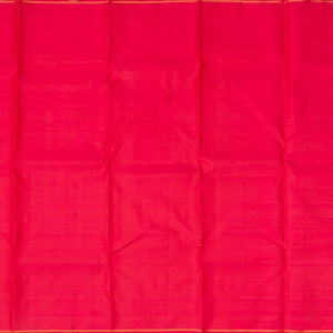 Orange Handloom Kanchipuram Silk Saree With Green Stripes