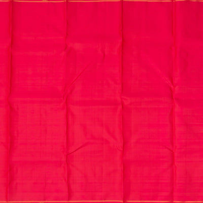 Orange Handloom Kanchipuram Silk Saree With Green Stripes