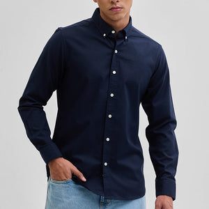 Navy Solid Oxford Shirt