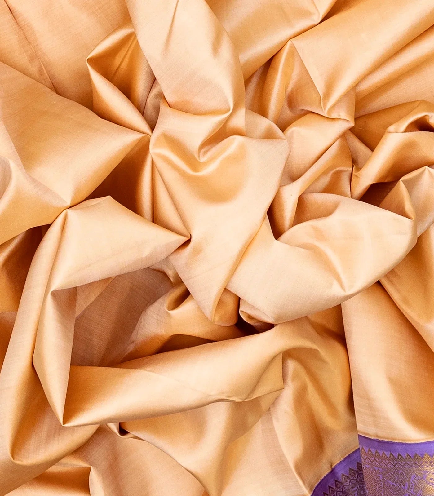 Sandal Handloom Kanchipuram Korvai Silk Saree With Lavender Border