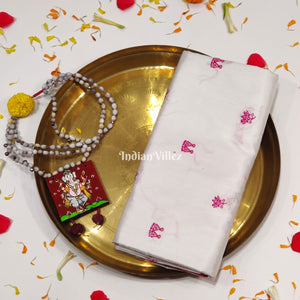 White Rani Laxmi Pada Bomkai Pure Sambalpuri Silk Saree
