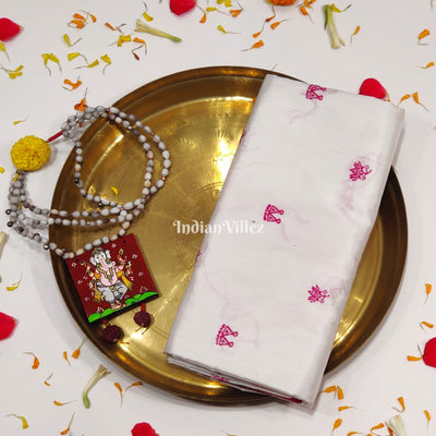 White Rani Laxmi Pada Bomkai Pure Sambalpuri Silk Saree