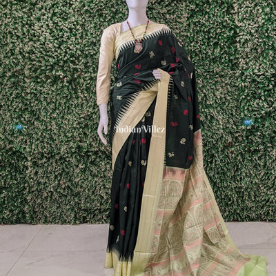Bottle & Lemon Green Bomkai Contemporary Silk Saree