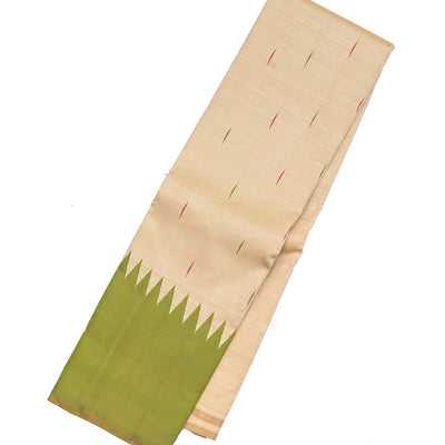 Taupe Handloom Kanchipuram Silk Saree With Buttas & Rising Border