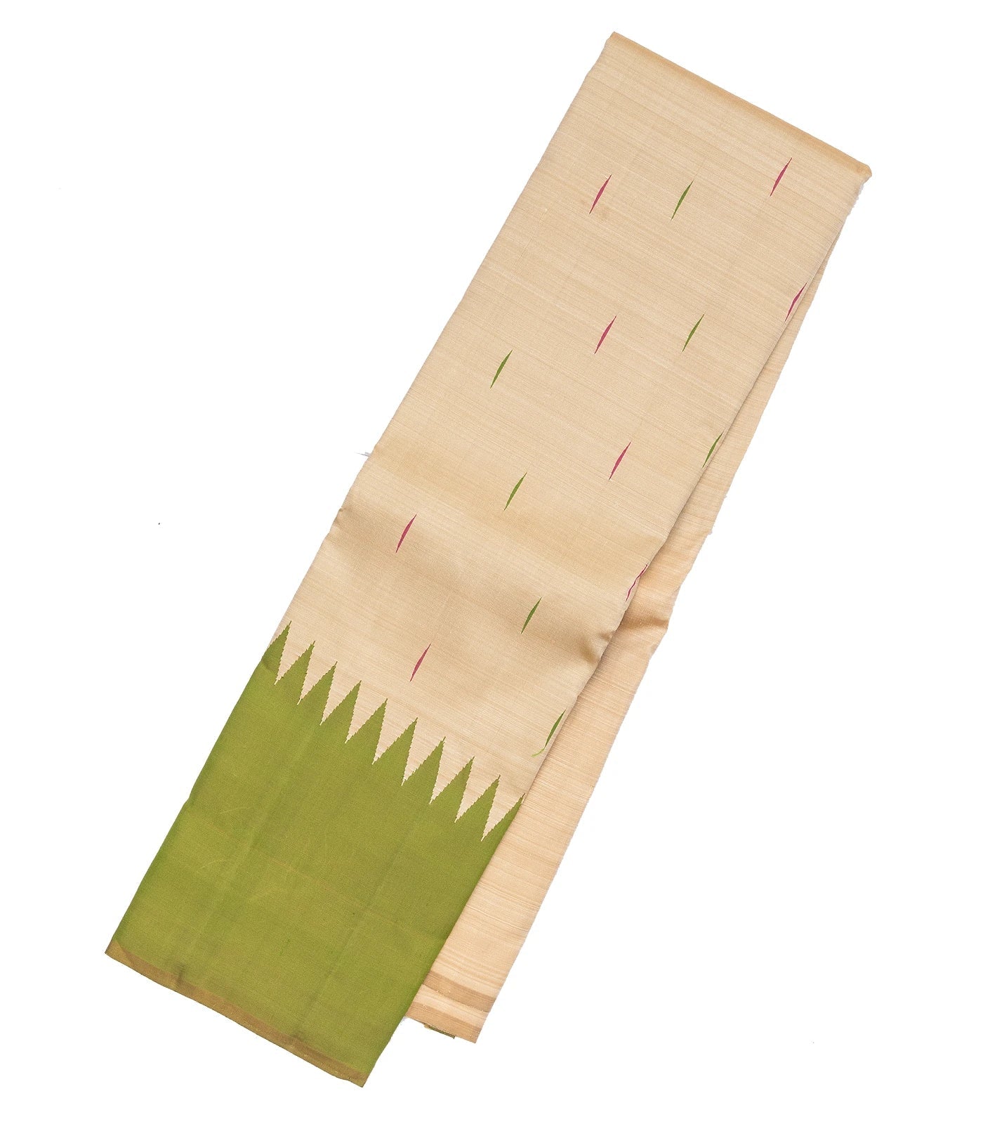 Taupe Handloom Kanchipuram Silk Saree With Buttas & Rising Border