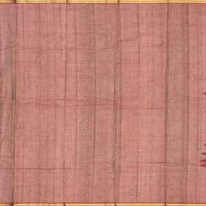 Brown Handloom Kanchi Cotton Saree With Annam Buttas