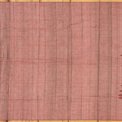 Brown Handloom Kanchi Cotton Saree With Annam Buttas