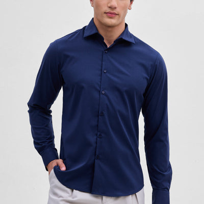 Navy Slim Fit Stretch Shirt