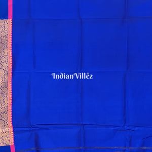 Blue-Grey Brocade Tussar Banarasi Handloom Silk Saree