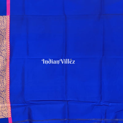 Blue-Grey Brocade Tussar Banarasi Handloom Silk Saree