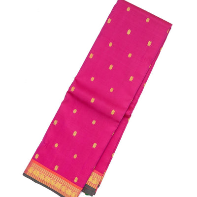 Hot Pink Handloom Kanchipuram Silk Saree With Annam Buttas