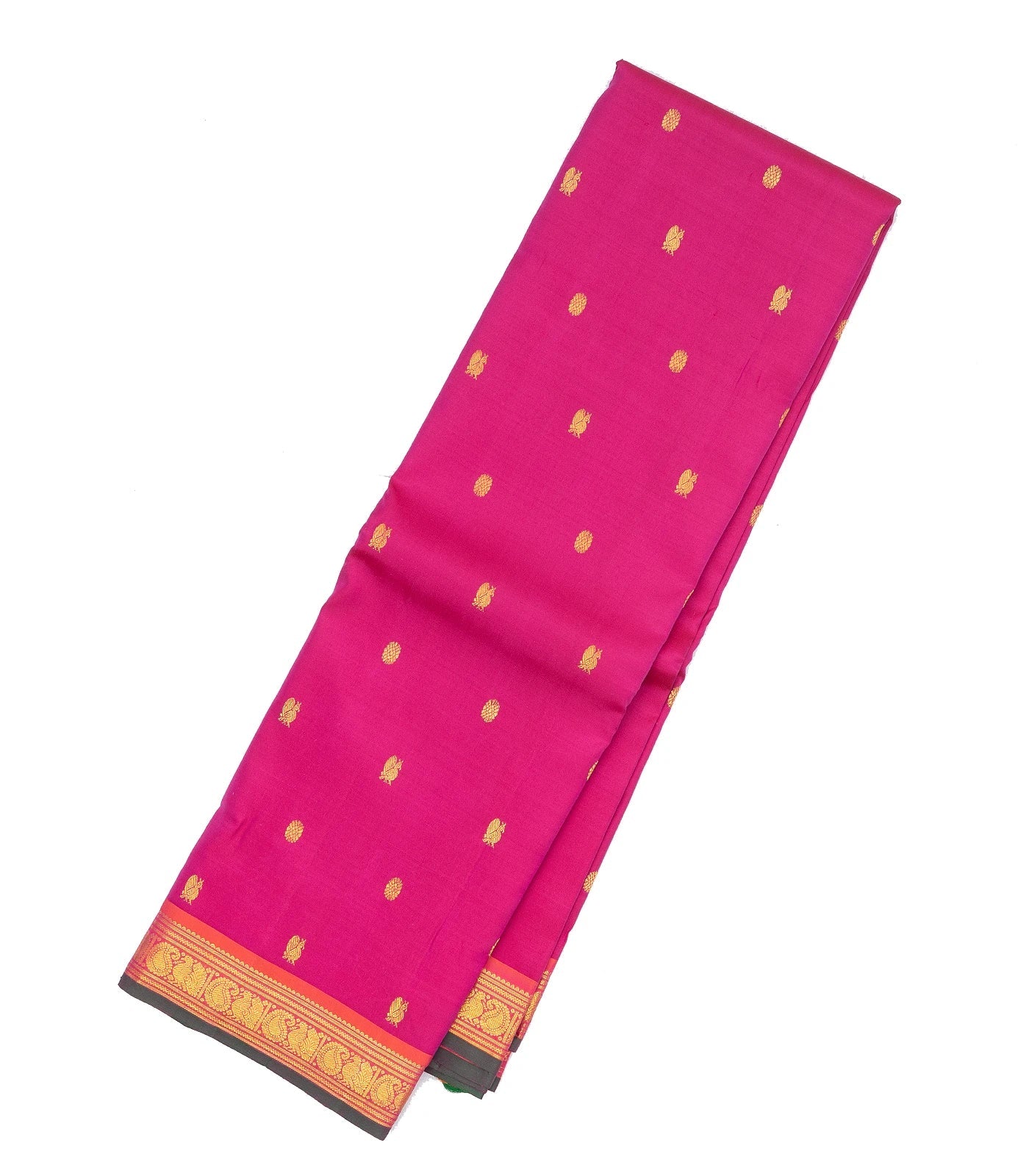 Hot Pink Handloom Kanchipuram Silk Saree With Annam Buttas