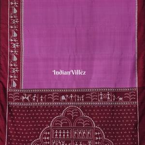Light Violet Contemporary Tribal Silk Saree