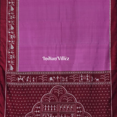 Light Violet Contemporary Tribal Silk Saree