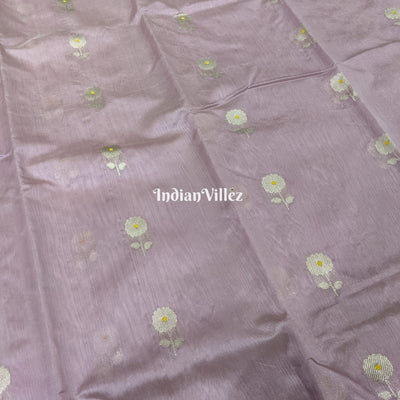Onion Color with Flower Design Chanderi Pure Katan Silk Saree