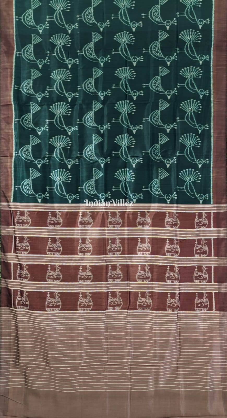 Rama Green Odisha Ikat Designer Contemporary Silk Saree