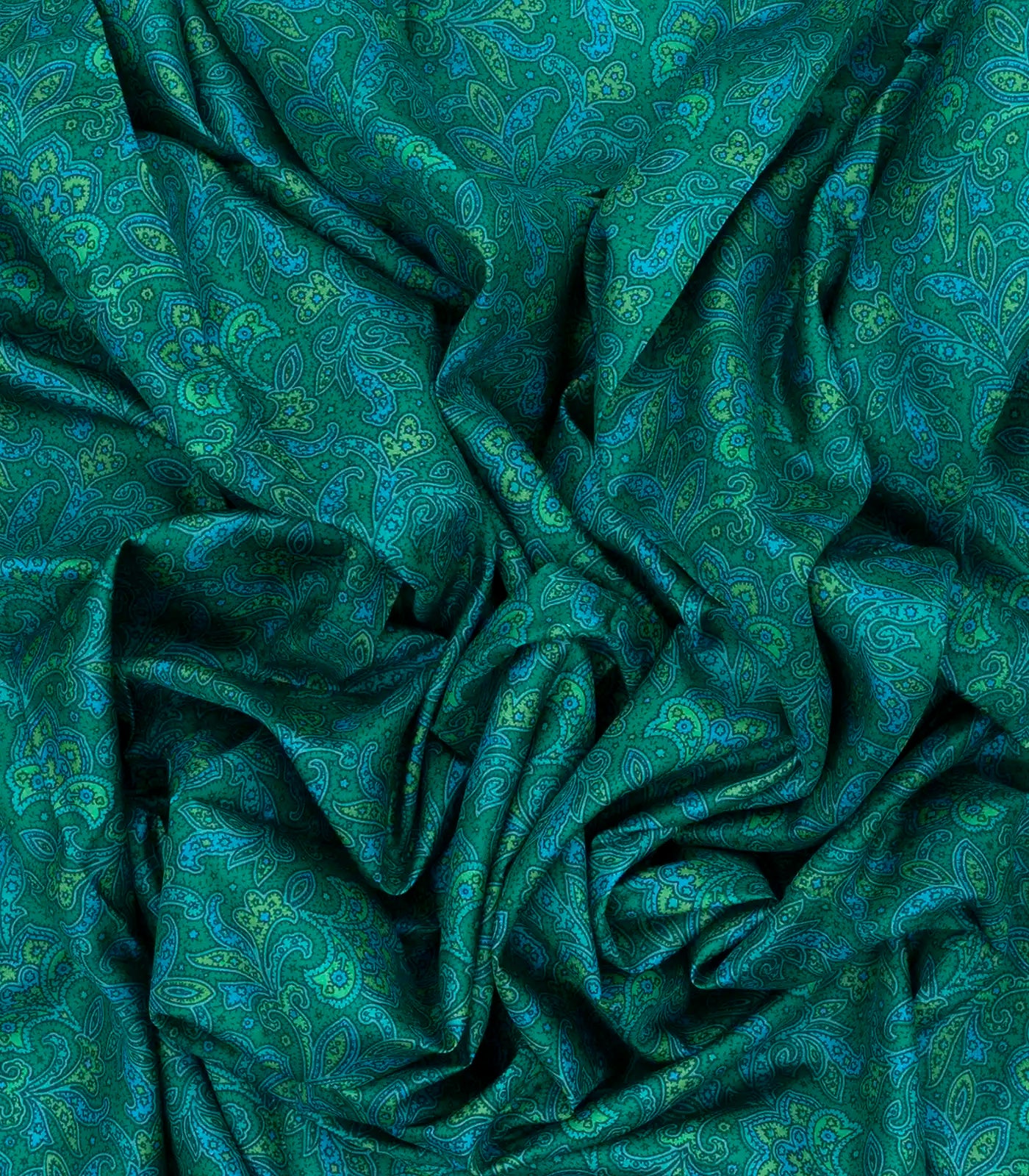 Sea Green Silk Saree Printed With Floral Vine Motifs