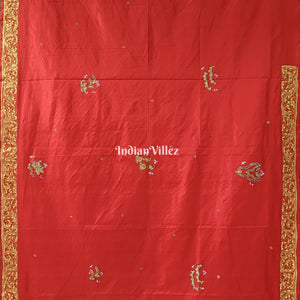 Red Sringar Raas Hand-Painted Pattachitra Saree