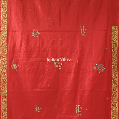 Red Sringar Raas Hand-Painted Pattachitra Saree
