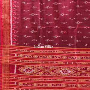 Maroon Red Mayur Chandrika Odisha Ikat Khandua Silk Saree