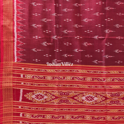 Maroon Red Mayur Chandrika Odisha Ikat Khandua Silk Saree