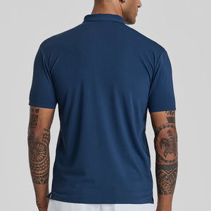 Dark Blue Textured Polo T-Shirt