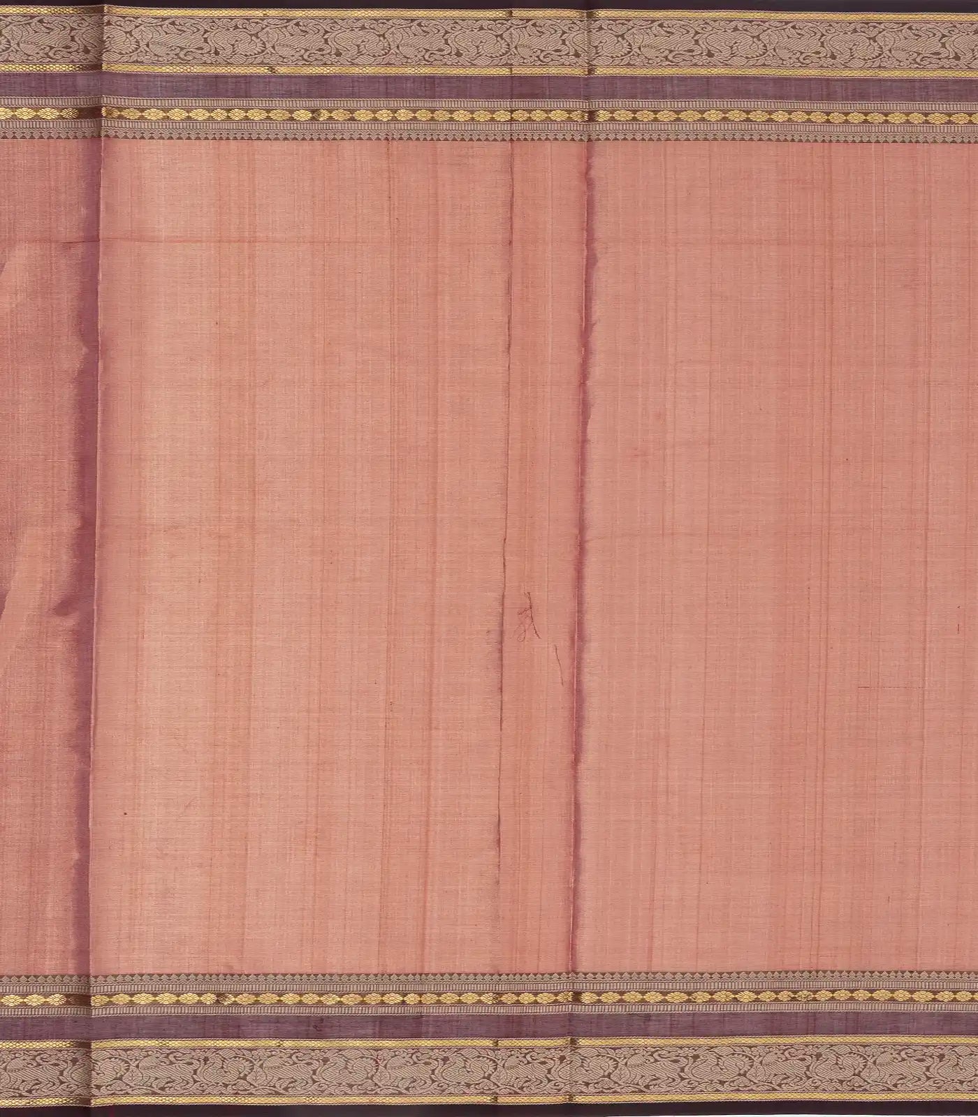 Dusty Pink Tissue Handloom Silk Cotton Saree With Zari Stripes