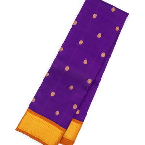 Purple Handloom Kanchipuram Korvai Silk Saree With Chakaram Buttas