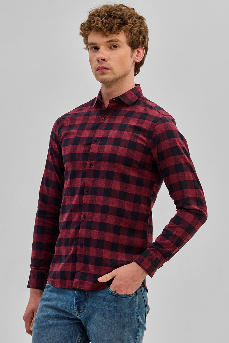 Red Checks Slim Fit Shirt