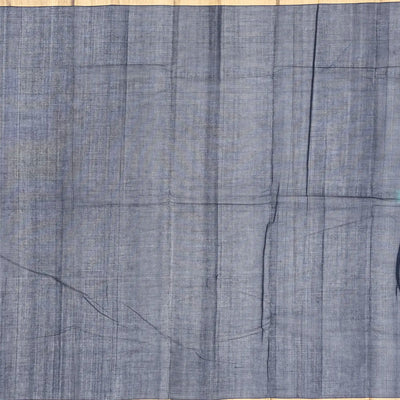 Blue Handloom Village Cotton Saree With Coin Buttas