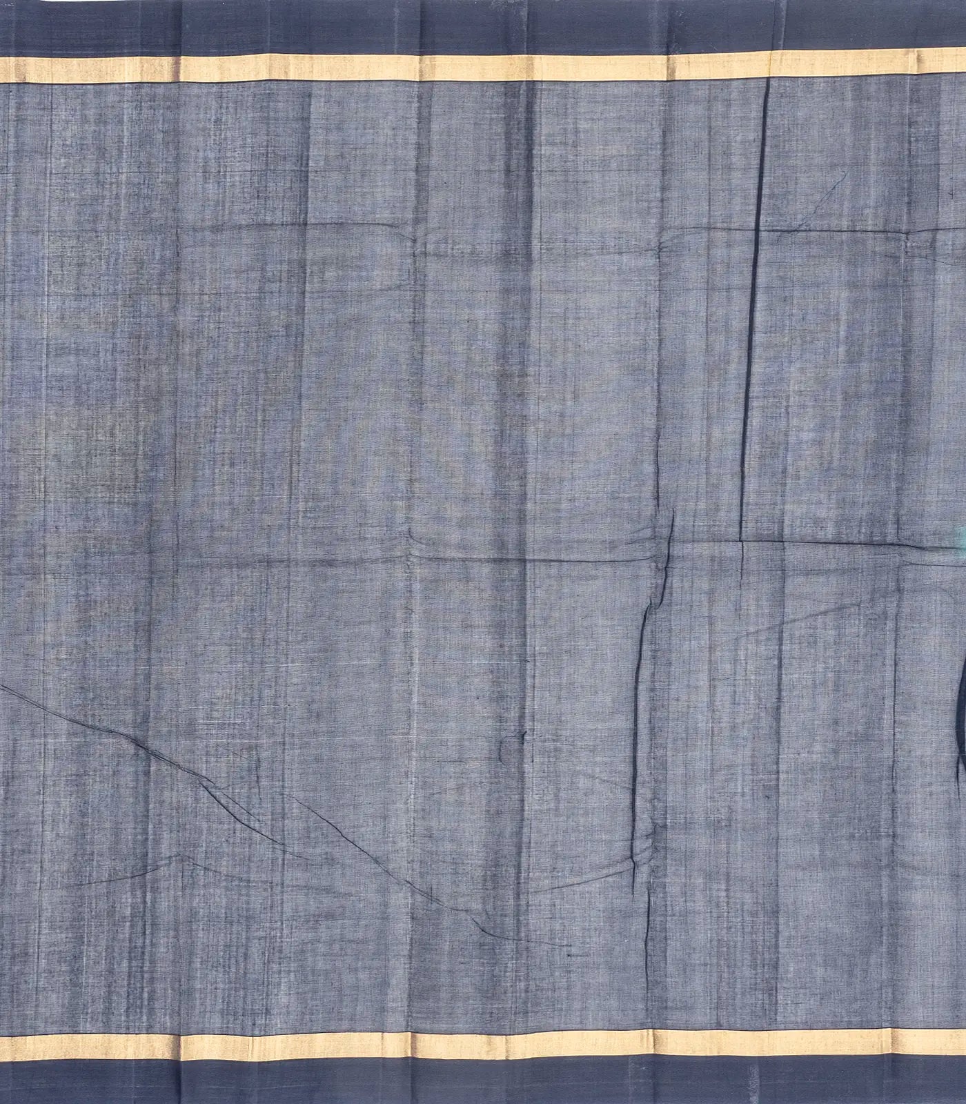 Blue Handloom Village Cotton Saree With Coin Buttas