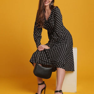 Women V Neck Polka Dot Dress