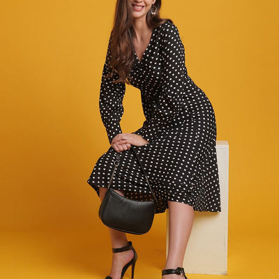 Women V Neck Polka Dot Dress