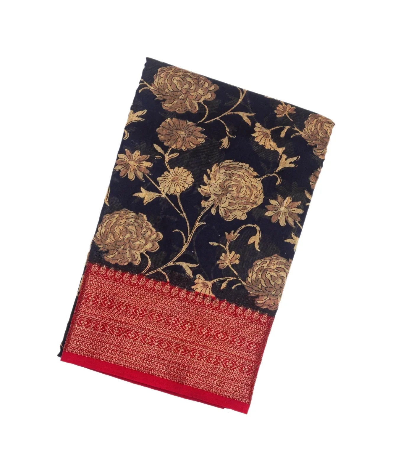 Midnight Blue Woven Chanderi Cotton Saree With Contrast Border