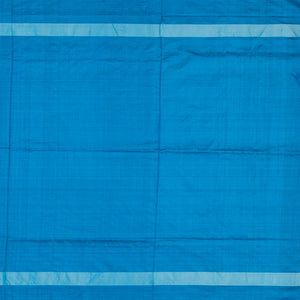 Maroon Handloom Ikat Silk Saree With Contrast Blue Border