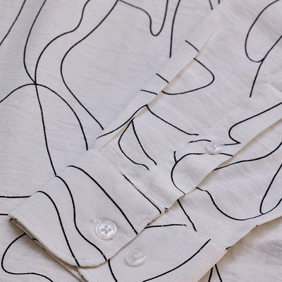 White Abstract Slim Fit Shirt