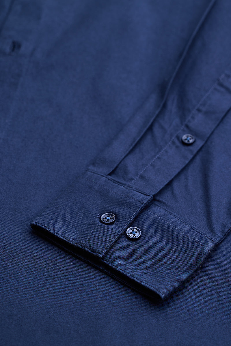 Dark Blue Stretchable Slim Fit Shirt