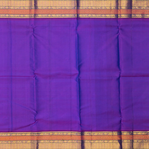 Peacock Blue Handloom Kanchipuram Silk Saree With Stripes & Diamond Motifs
