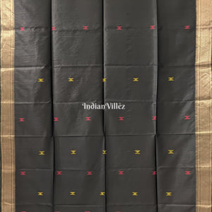 Black with Grey Handwoven Soft Silk Saree