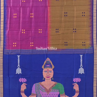 Blue Mehendi & Tyrian Purple Gopalpur Tussar Silk Saree (Maha Laxmi)