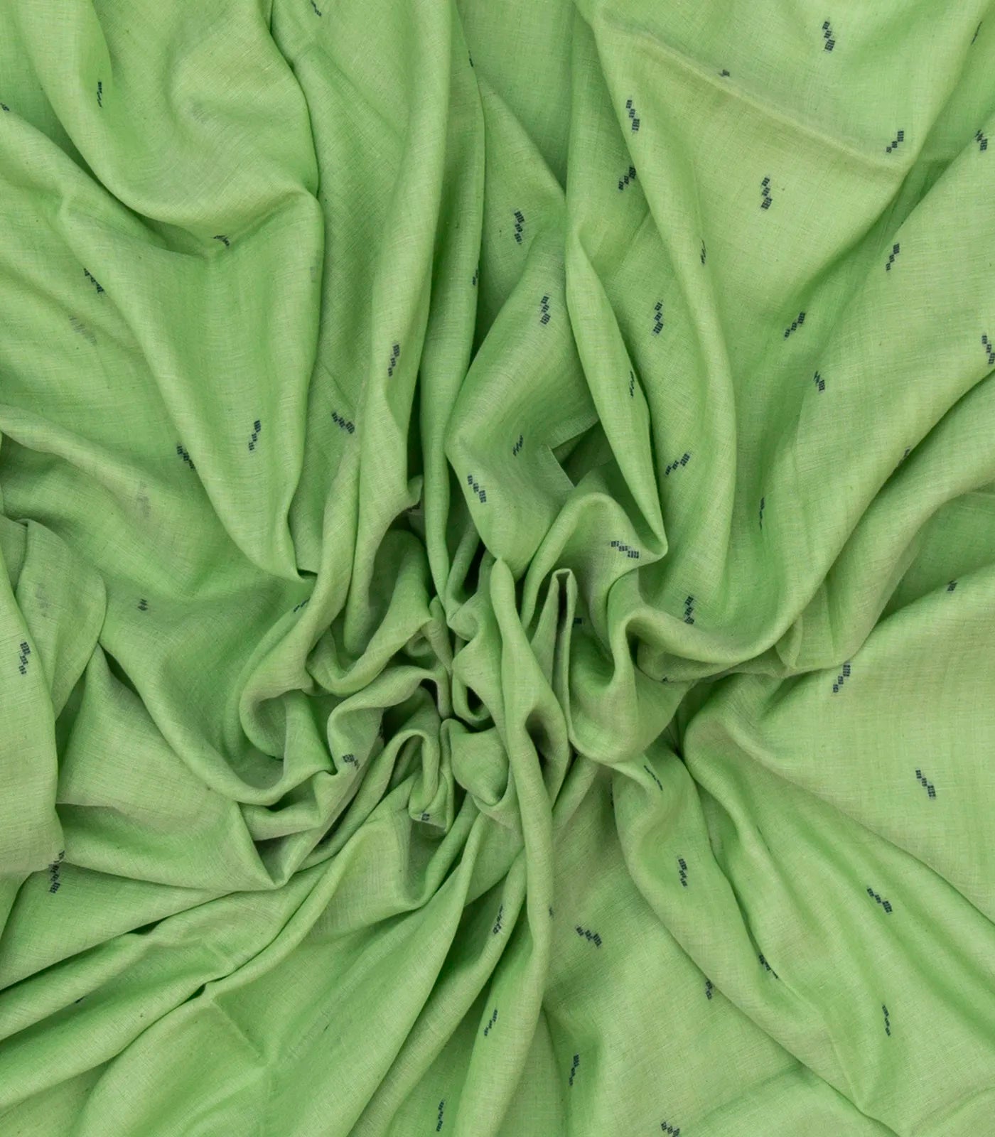 Mint Green Bengal Cotton Saree With Floral Motifs