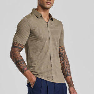 Beige Textured Polo T-Shirt