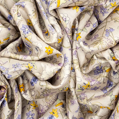 Off White Woven Chiniya Silk Saree Digital Printed With Floral Motifs