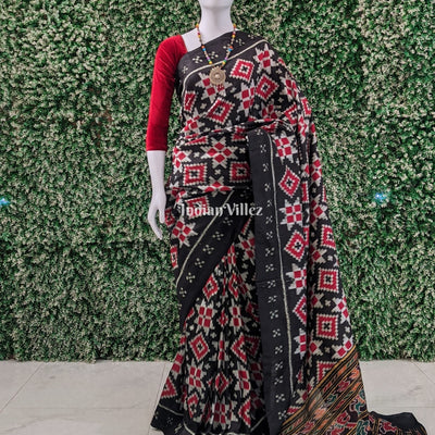 Black Red 8 Kothi Contemporary Silk Saree