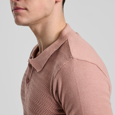 Peach Knitted Polo T-Shirt