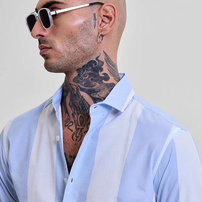 Light Blue Stripes Slim Fit Shirt