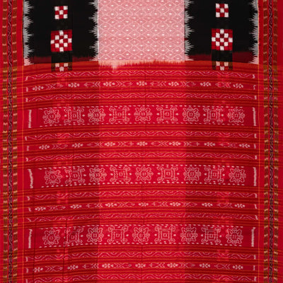 Black Orissa Cotton Saree With Tie & Dye And Square Motifs