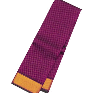 Magenta Handloom Kanchipuram Silk Saree With Zari Checks