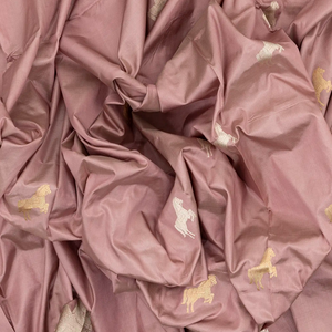 Dusty Pink Handloom Banarasi Silk Saree With Horse Buttas
